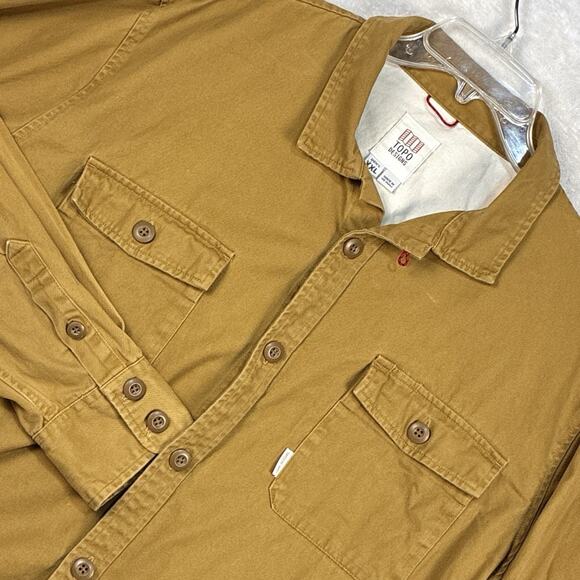 Topo Designs Mountain Shirt Mens XXL Brown Heavy Canvas Outdoor Loop Collar Camp - Picture 1 of 10